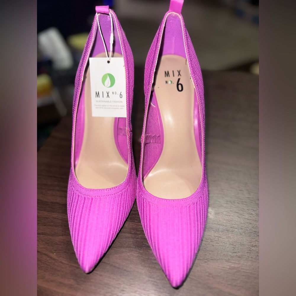 NEW Mix No.6 Fuchsia Pink Textured Heels Women Size 10